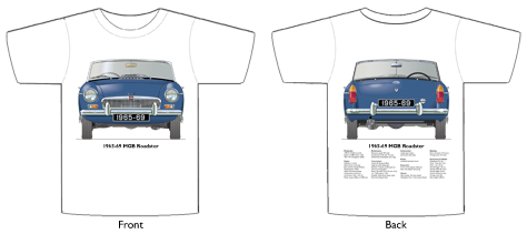 MGB Roadster (wire wheels) 1965-69 T-shirt Front & Back